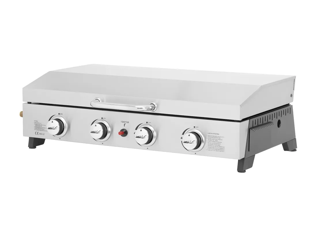 Plancha gaz 4 bruleurs avec couvercle 