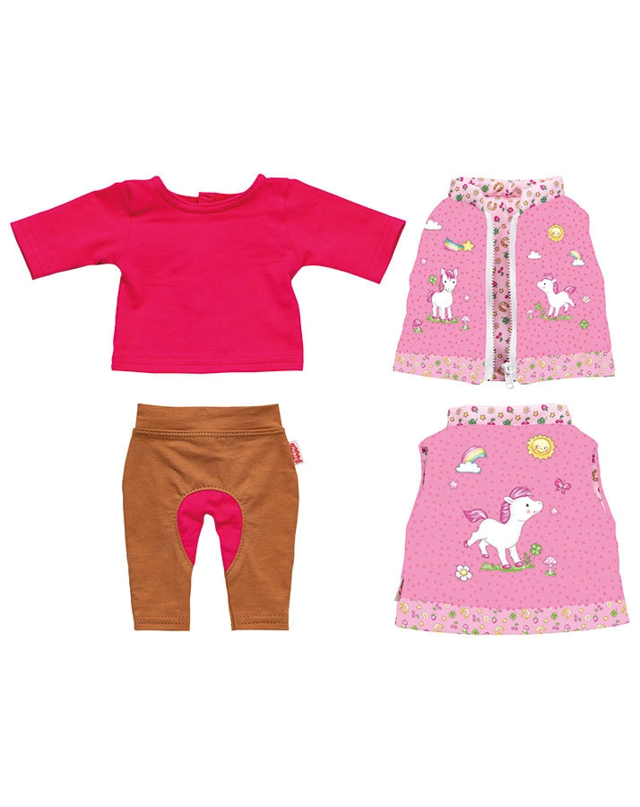 Puppenkleidung REITERIN LINA (28-35cm) 3-teilig in rosa/braun