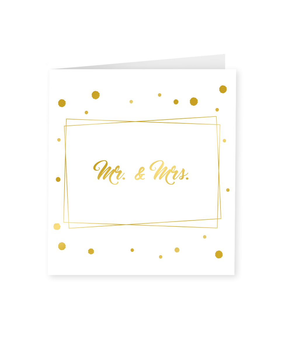 Kaart Mr & Mrs Goud Wit 15cm