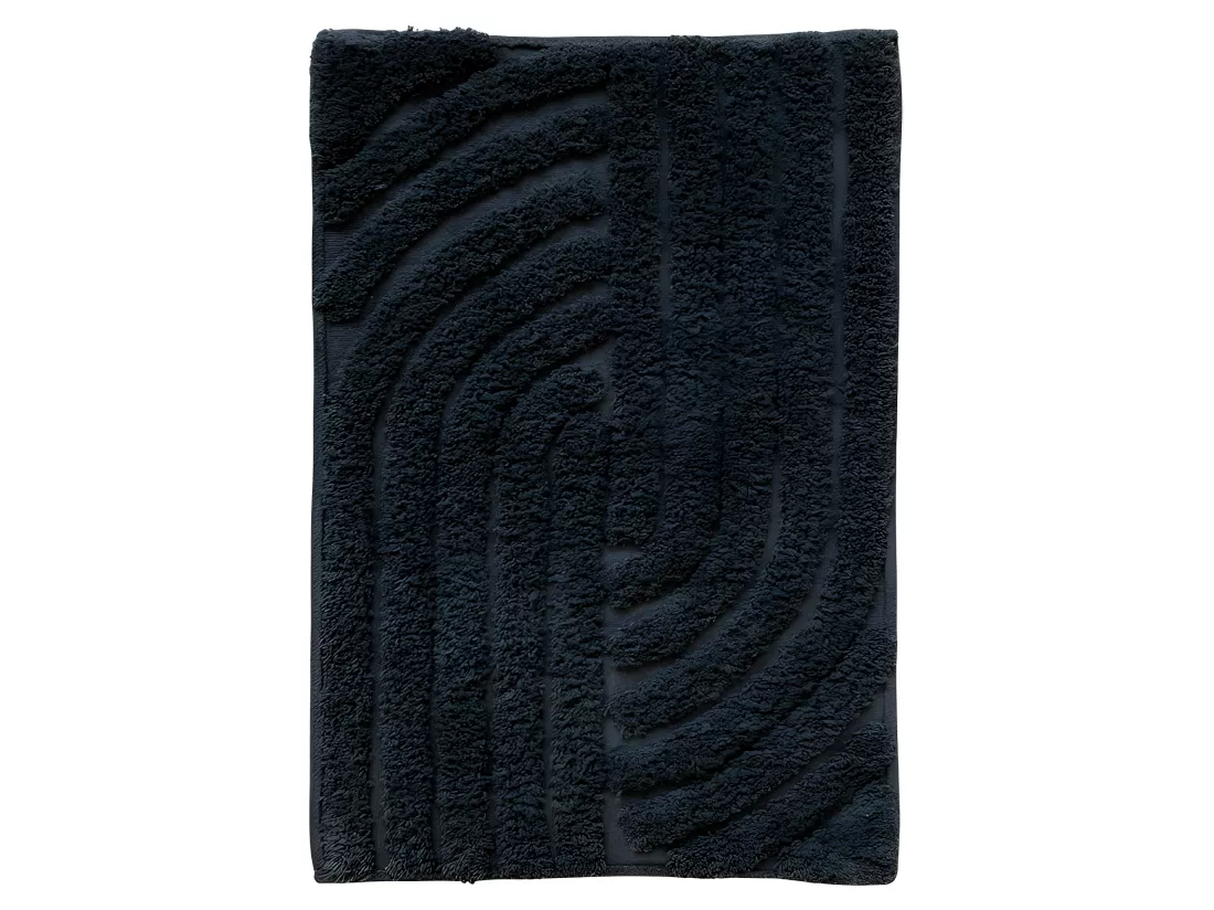 Tapis de salle de bain 40 x 60 cm en coton gris avec motifs - WALDO