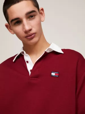 Camisa de rugby oversized com emblema Terry