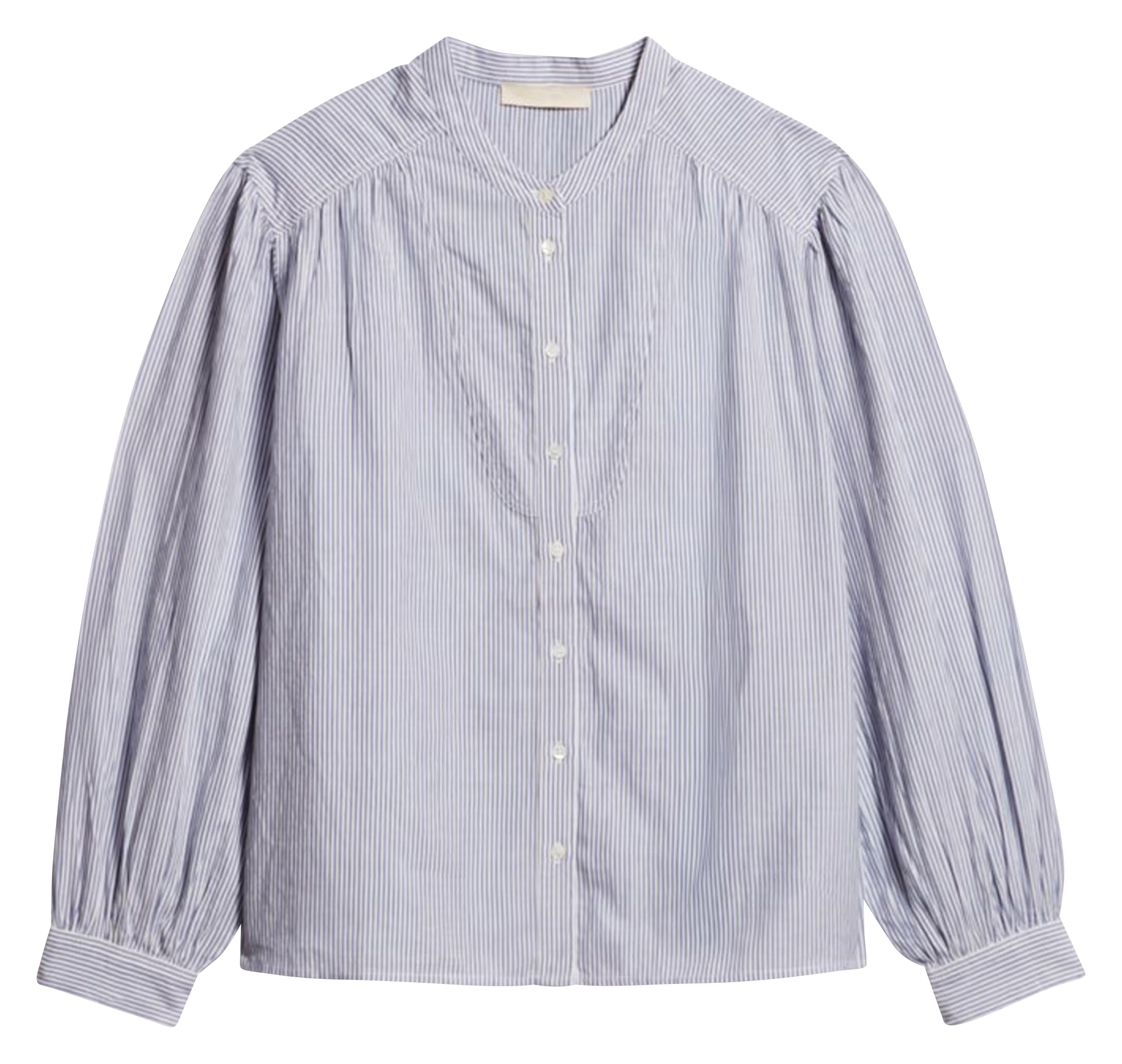 Blouse droite rayée en coton| Bleu