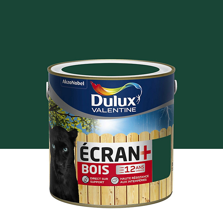 Peinture extérieure bois Ecran+ Bois Dulux Valentine satin vert basque RAL 6005 2L