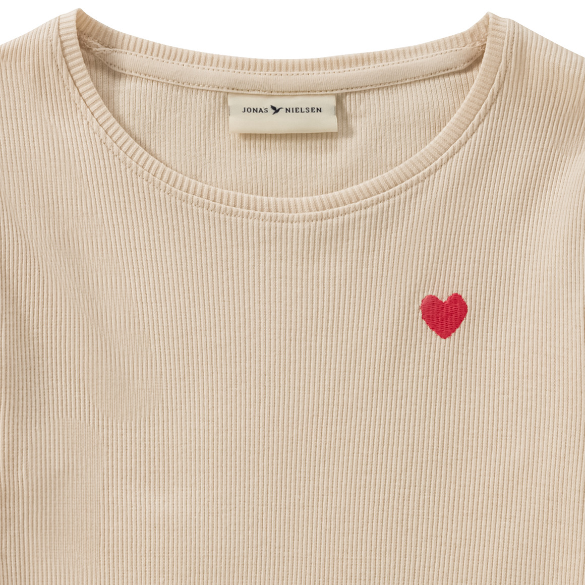 Jonas Nielsen Mädchen Langarmshirt mit Herz-Stickerei beige