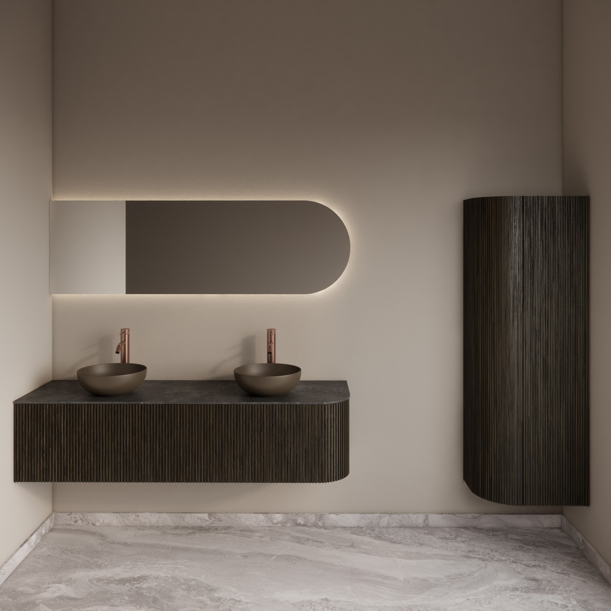 Gliss Design Alluro kolomkast 160cm met ronding links charcoal