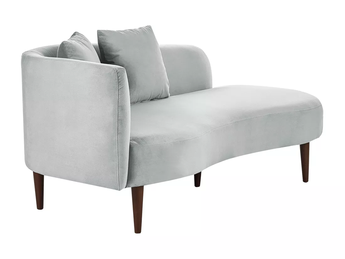 Chaise longue côté droite en velours gris clair CHAUMONT