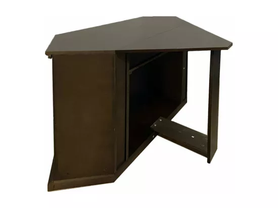 Cheminée électrique d'angle au sol en bois de noyer L126 x P78 x H83