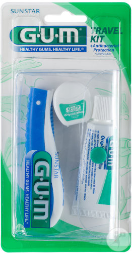 Gum  Travel Kit Voyage Brosse A Dents + Fil Et Dentifrice Original White