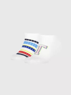 Conjunto de 2 pares de meias esportivas listradas multicoloridas