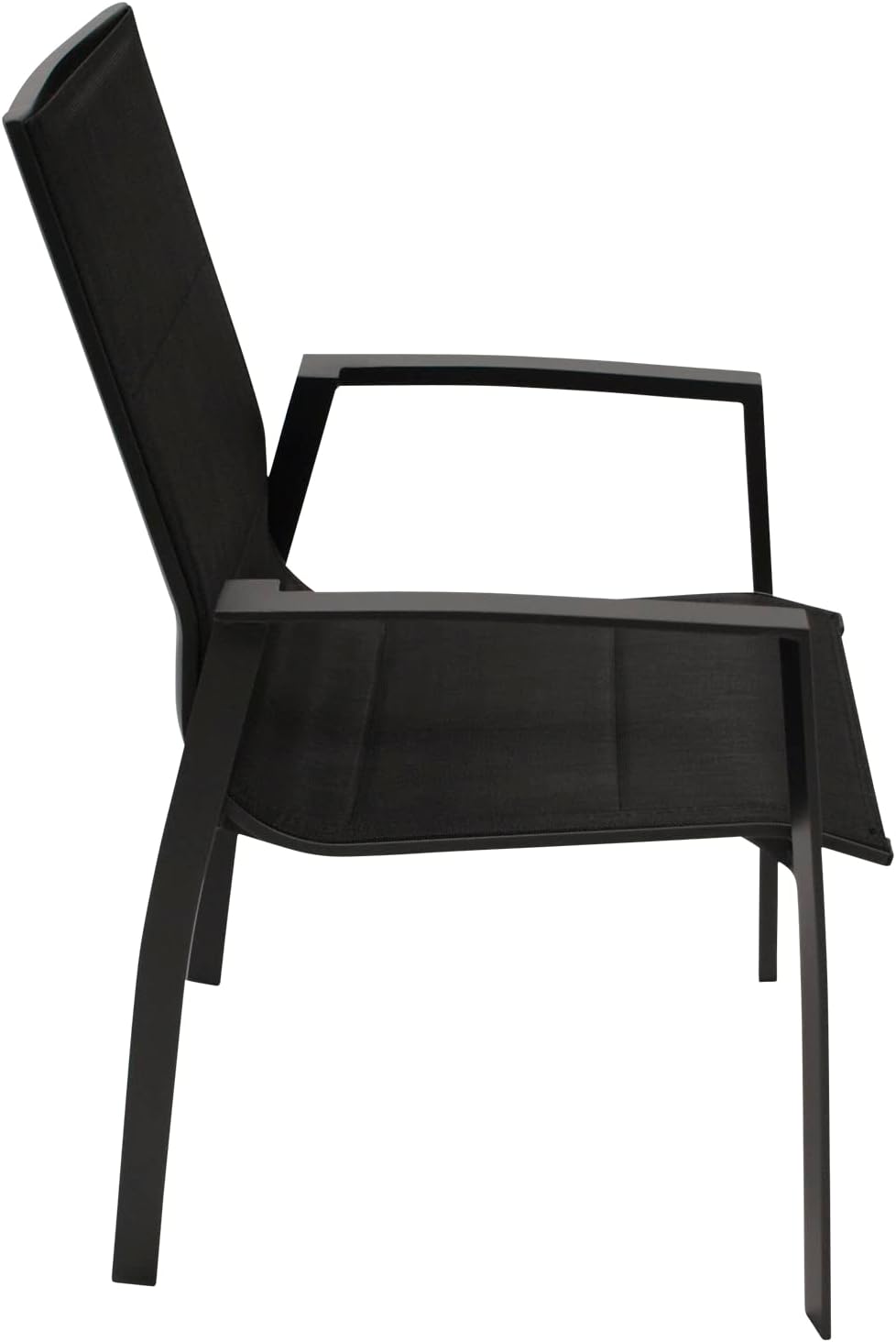 DEGAMO Gartengarnitur Madeira 5-teilig, 4X Stapelsessel anthrazit und 1x Gartentisch Metall mit Tischplatte Akazie 130cm rund, Outdoor