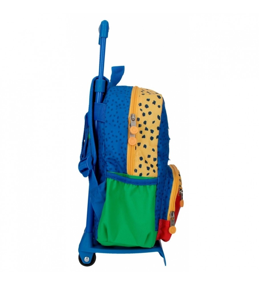 Mochila pequena Enso Jungle Club com rodinhas multicoloridas