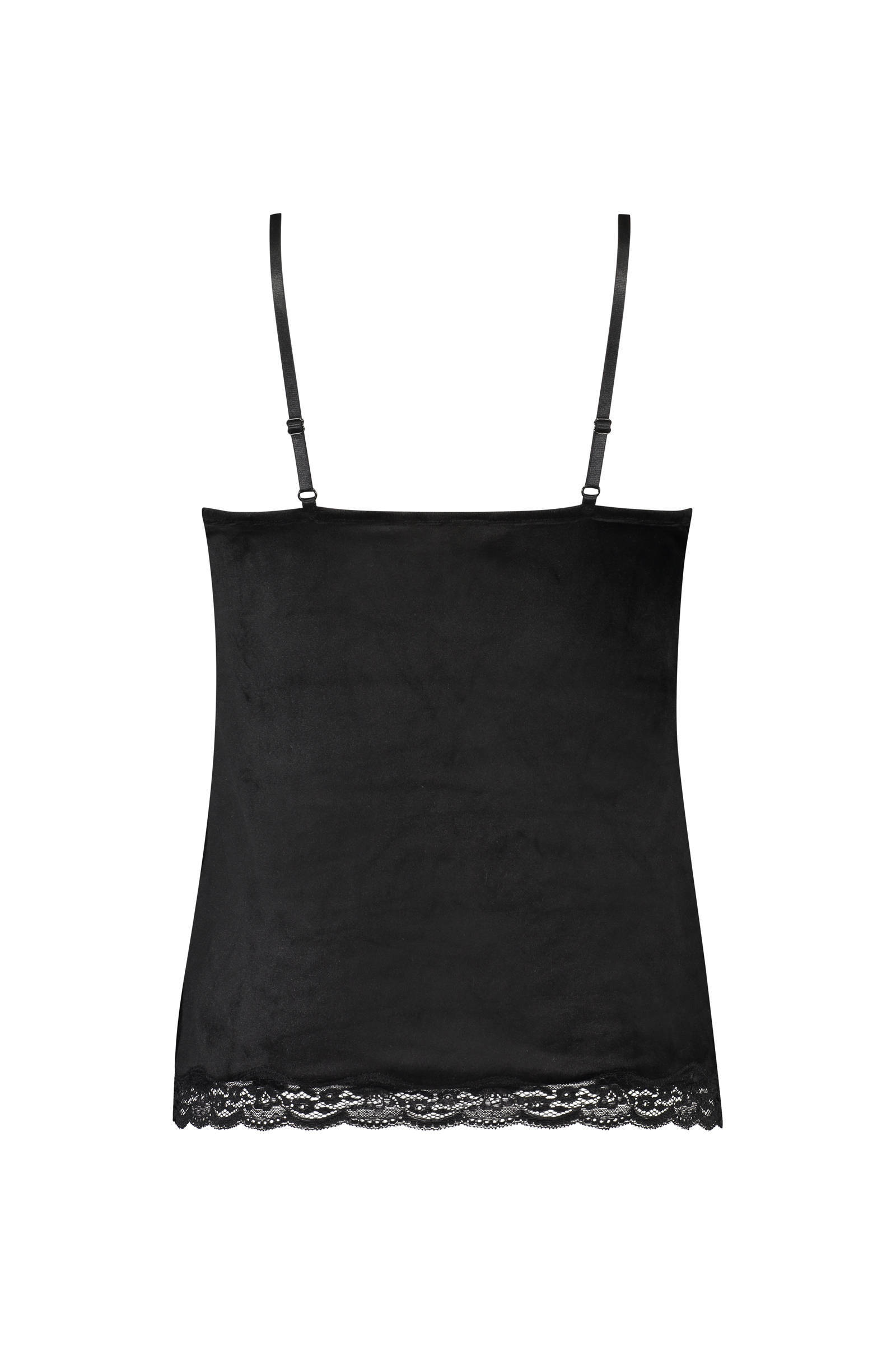 Hunkemöller fluwelen pyjamatop zwart