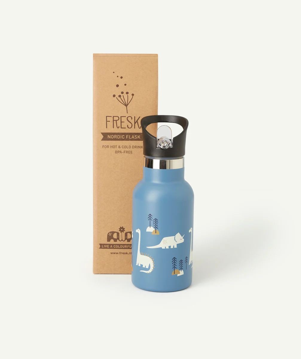 FRESKGOURDE 350ML BLEUE IMPRIMÉE DINOSAURES ENFANT