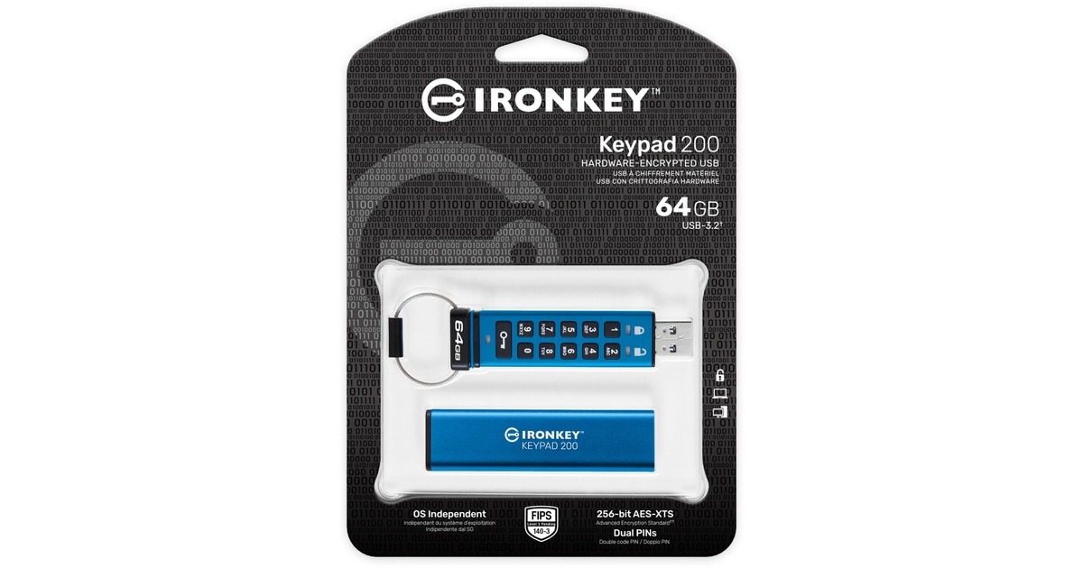 KingstonIronKey Keypad 200 64 GB usb-stick  (IKKP200/64GB, USB-A 3.2 Gen 1)