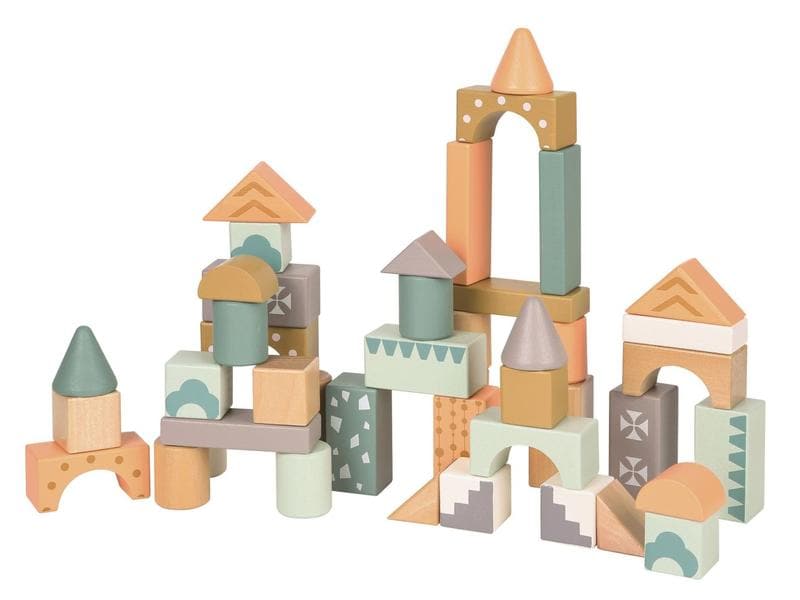 Spielba Holzspielwaren Holzbausteine 100 Stück Langlebiges und robustes Holzbausteine-Set