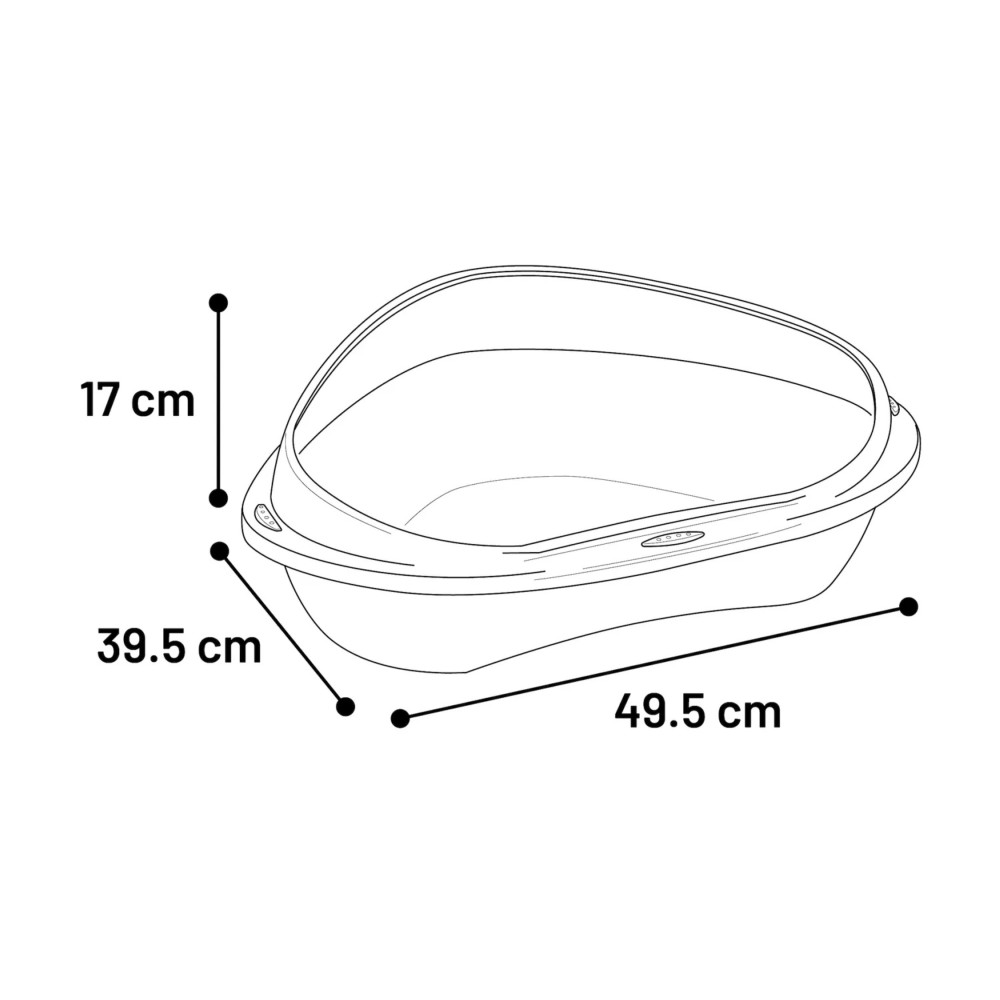 Bac à litière angle sadio s taupe 49.5 x 39.5 x 17 cm pour chat