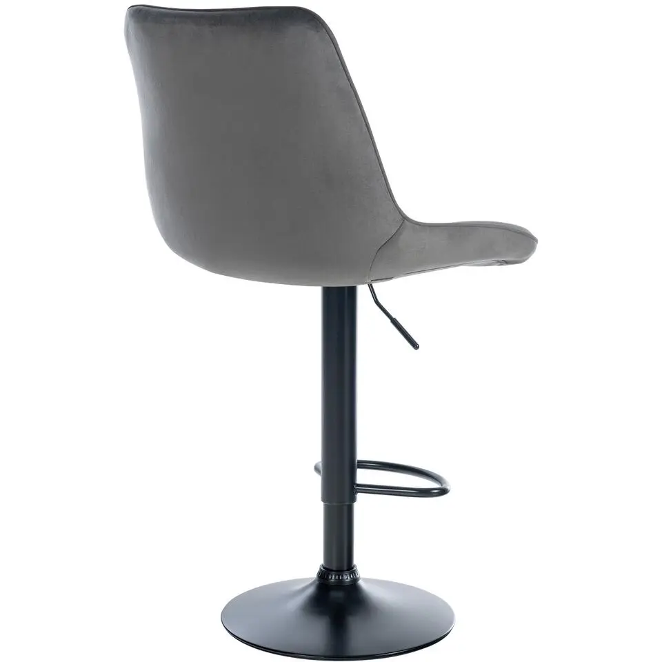 CLP Barkruk Toni zwart Frame - Fluweel - donkergrijs