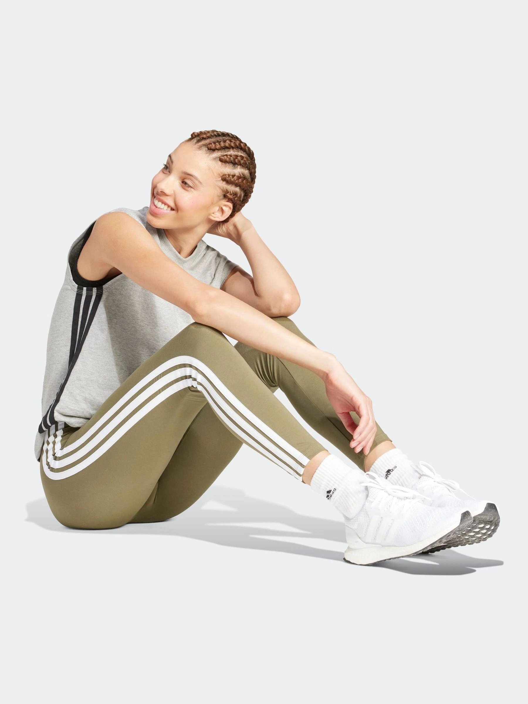 Groen - adidas Essentials katoenen legging met 3 strepen