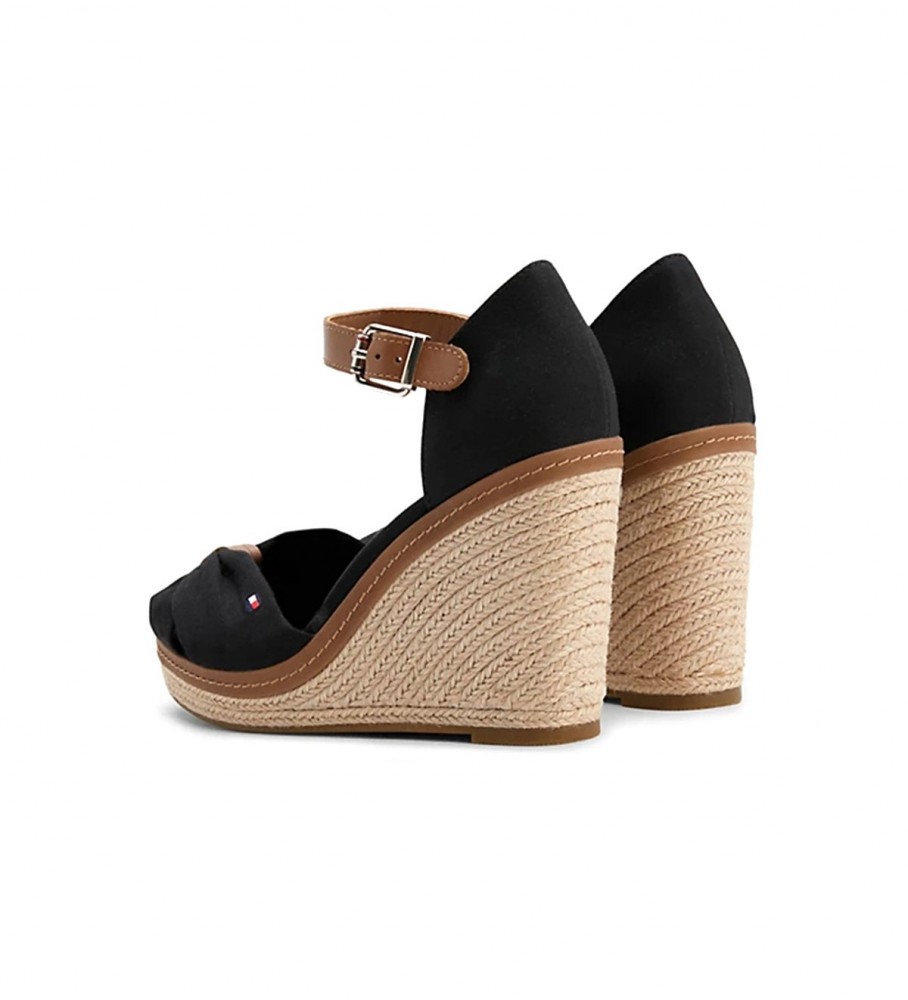 Sandálias espadrille Tommy Hilfiger Iconic em couro com salto plataforma - Altura do salto: 10,5 cm -