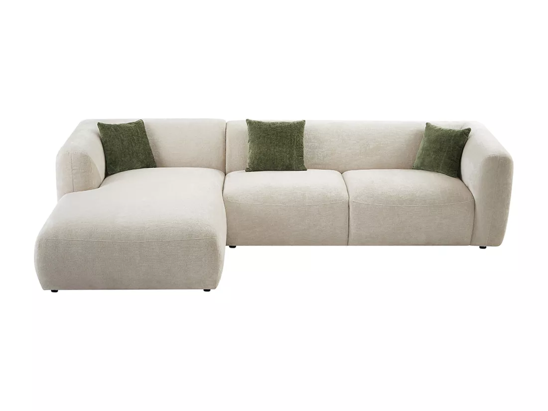 Canapé d'angle gauche en tissu beige TANCAVO