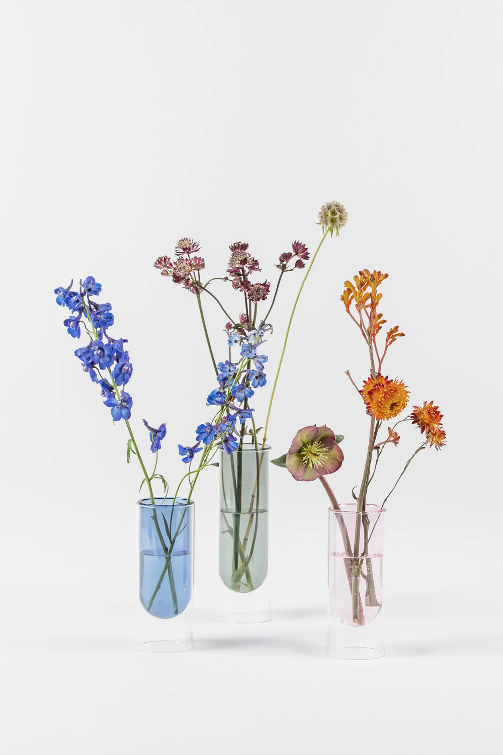 Studio About  Flower tube vase, Cyan - H20 cm.
