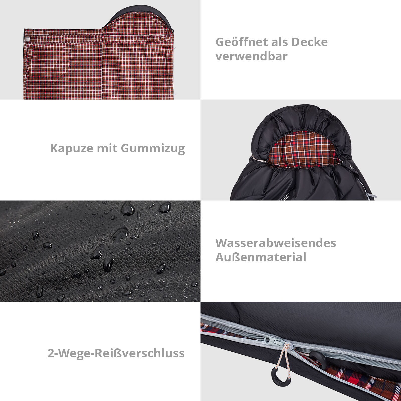KINGCAMP Deckenschlafsack Freespace 250 Winter Schlafsack Breit Baumwolle -8°C Farbe: black
