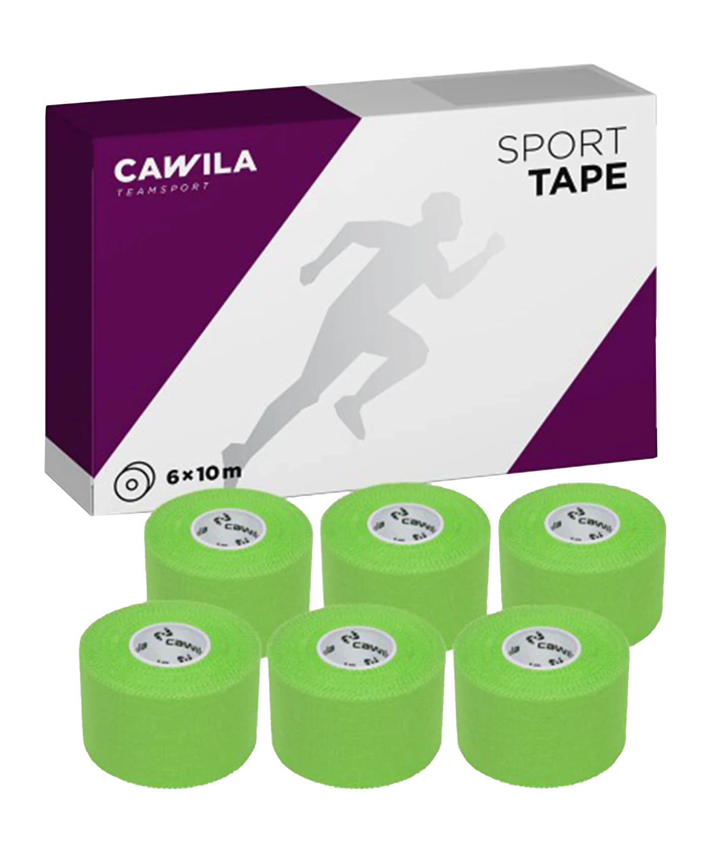 Cawila Sporttape COLOR 3,8cm x 10m 6er Set Grün
