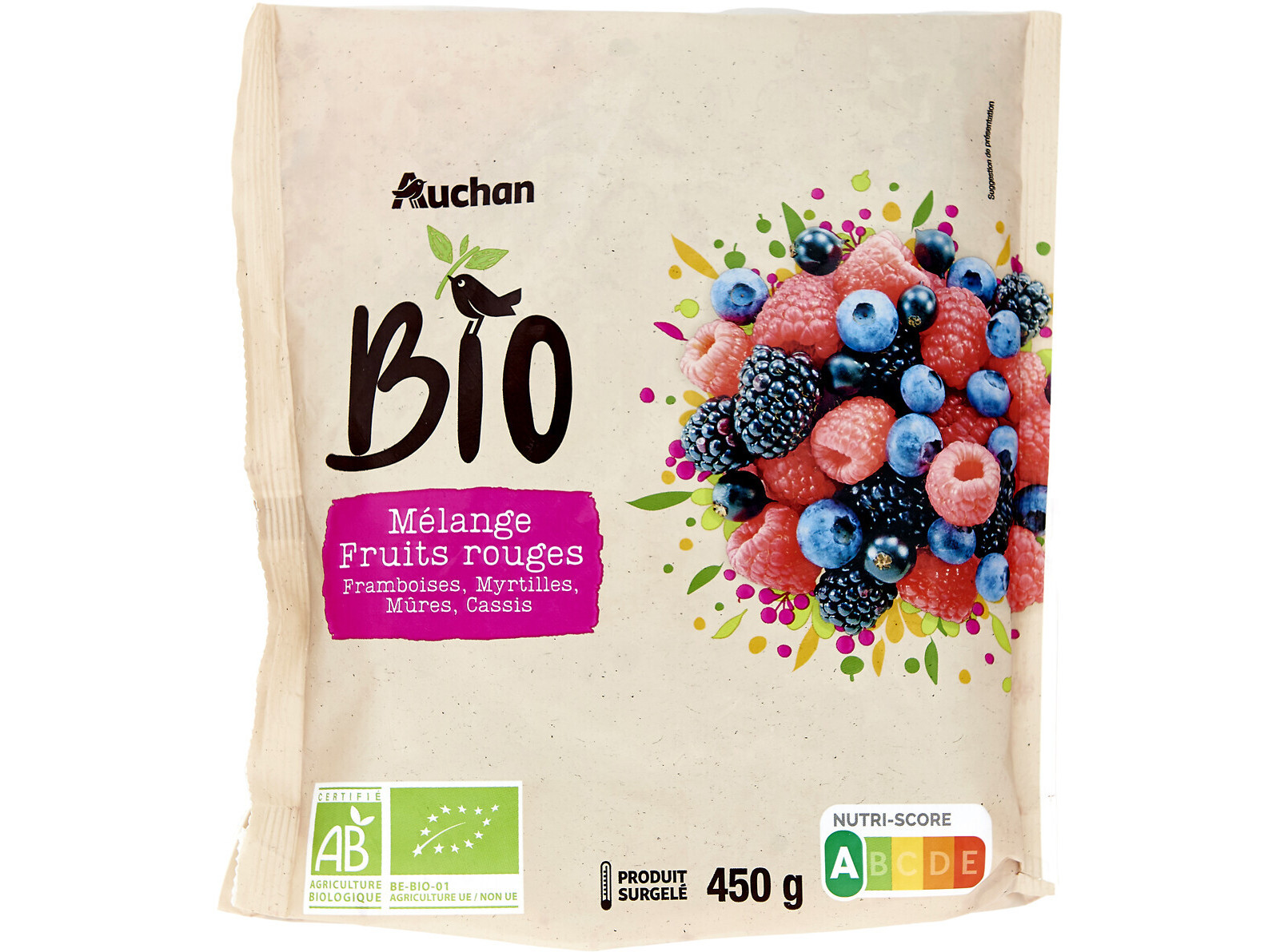 FRUTOS VERMELHOS AUCHAN BIO ULTRACONGELADOS 450G