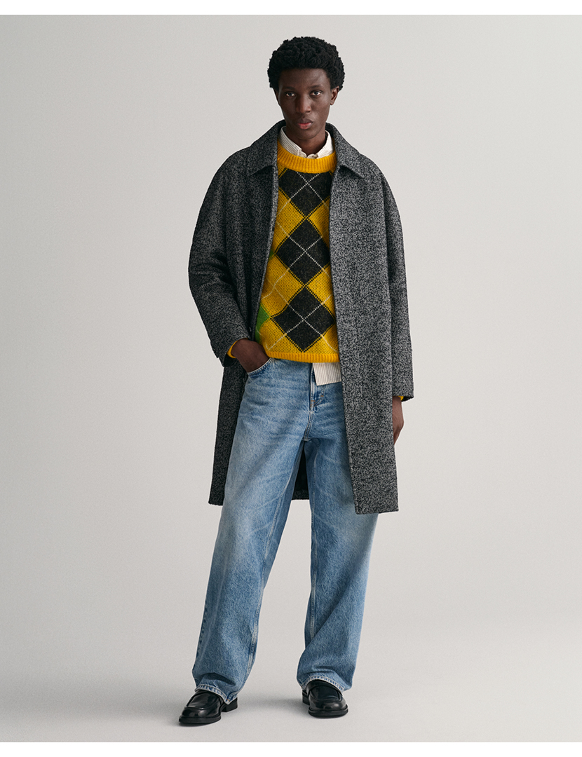 Relaxed Fit Wool Overcoat Black