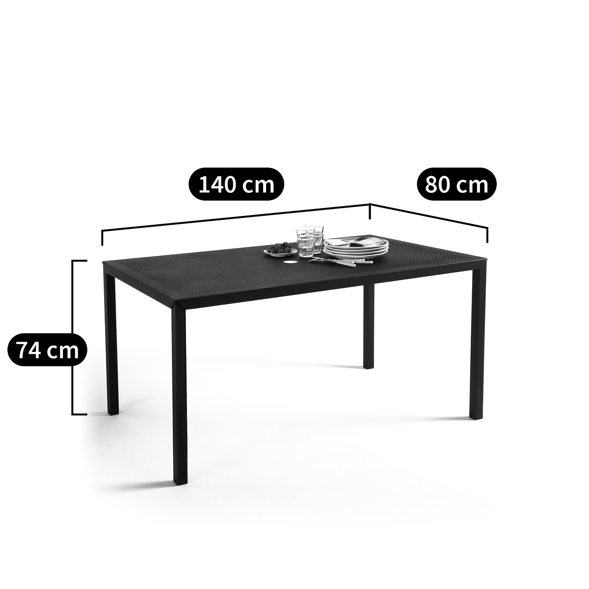 LA REDOUTE INTERIEURS<br>Mesa de jardim retangular em aço perfurado, Choe