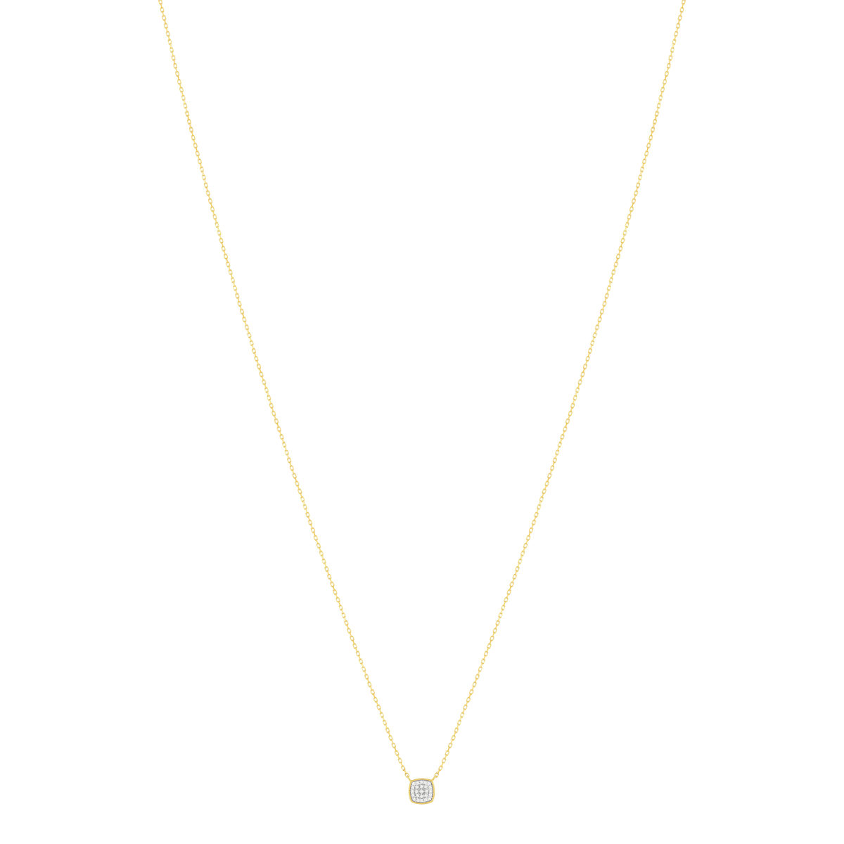 Collier or 375 2 tons diamants 42 cm motif carré