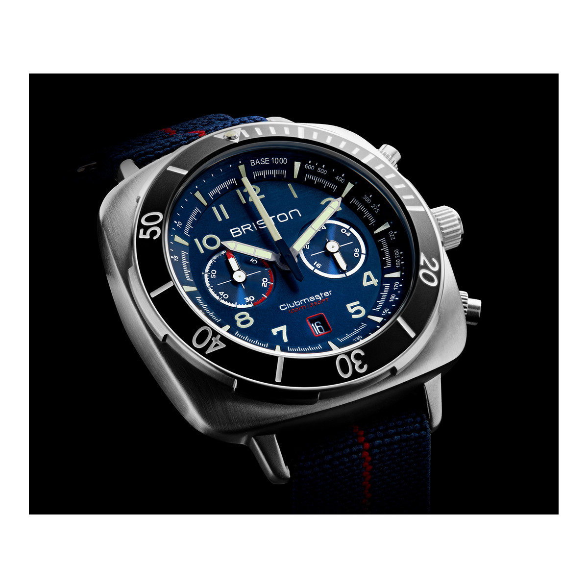 Montre BRISTON clubmaster outdoor homme bracelet tissu noir