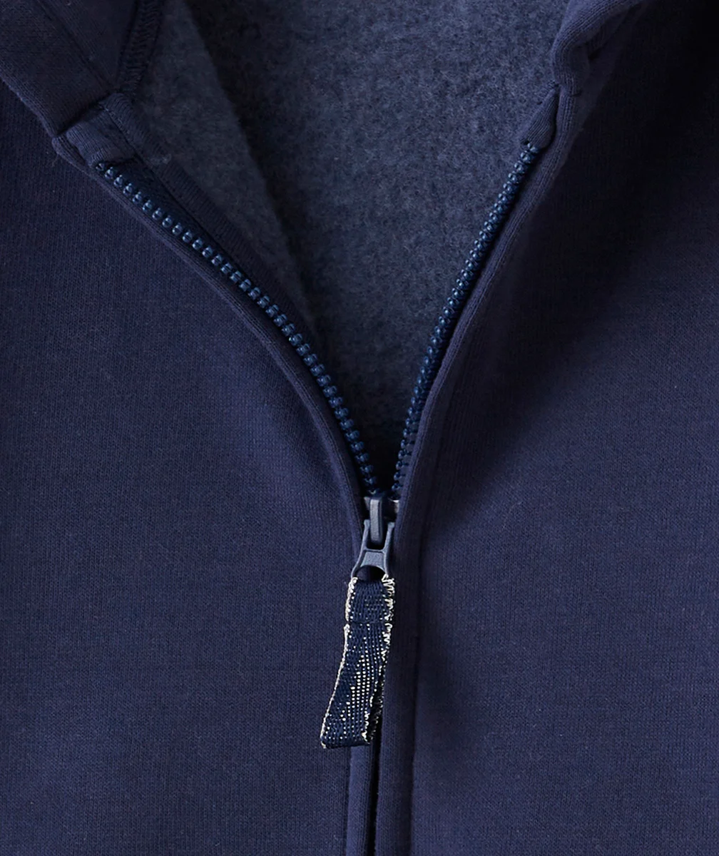 GILET ZIPPÉ À CAPUCHE FILLE EN FIBRES RECYCLÉES BLEU MARINE