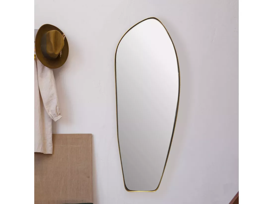 Miroir Murale Métal 33x90 cm Miroir Mur Couloir Grand Doré Asymétrique