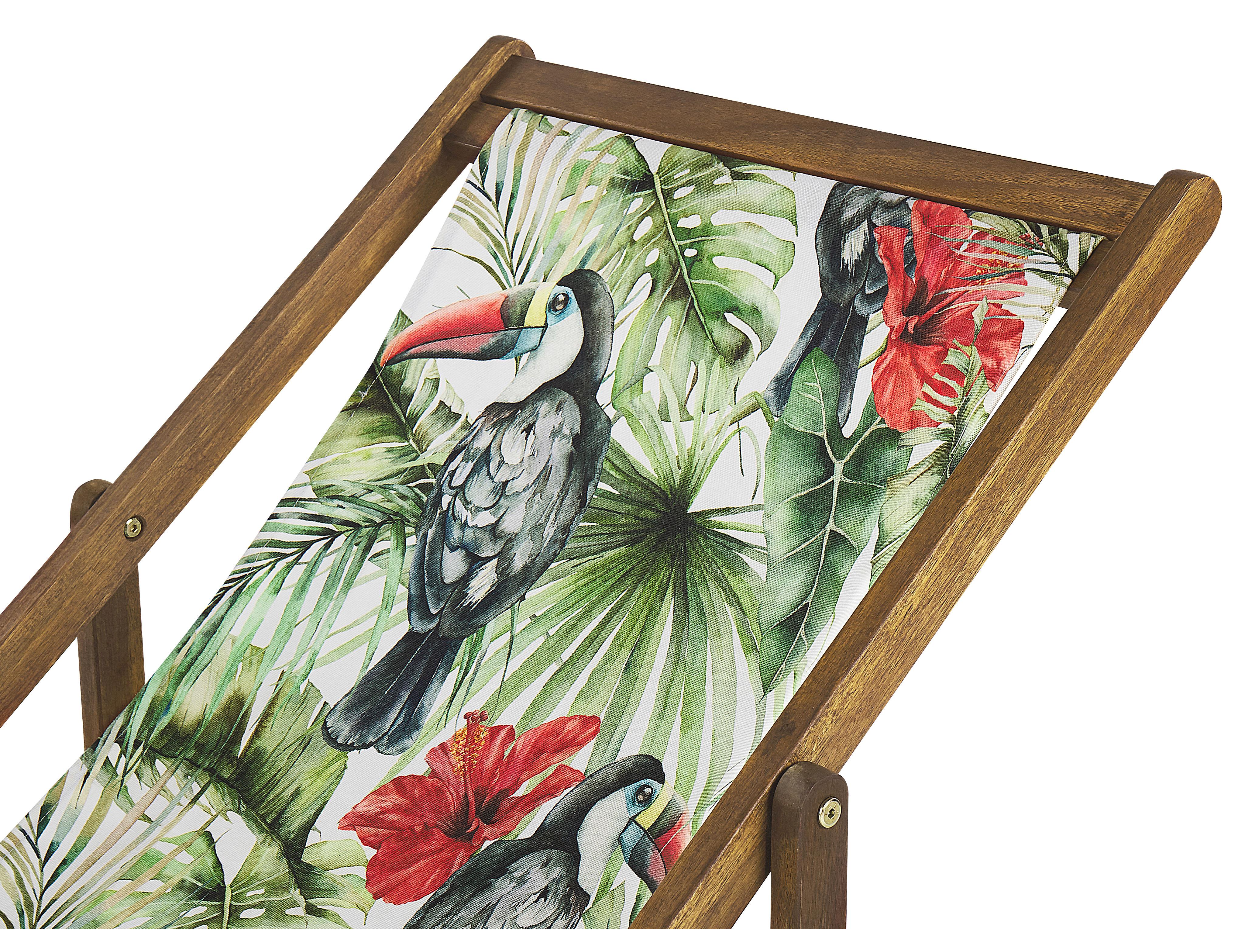 Set van 2 inklapbare ligstoelen ANZIO met vervangingshoezen Dieren motief Acaciahout Lichtbruin