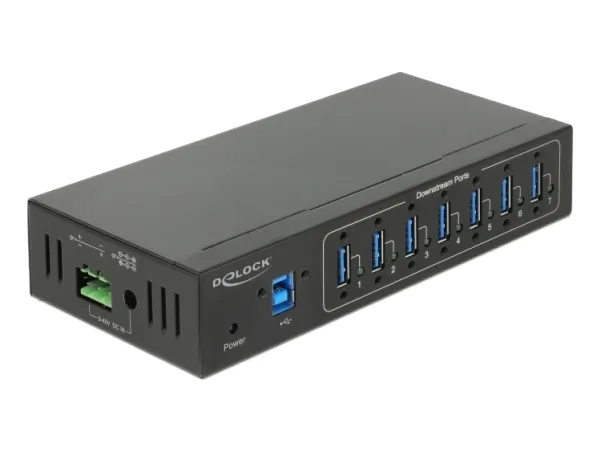 Delock External Industry Hub 7 x USB 3.0 Type-A with 15 kV ESD protection - Hub - 7 x SuperSpeed USB 3.0 - væg-monterbar - DC strøm