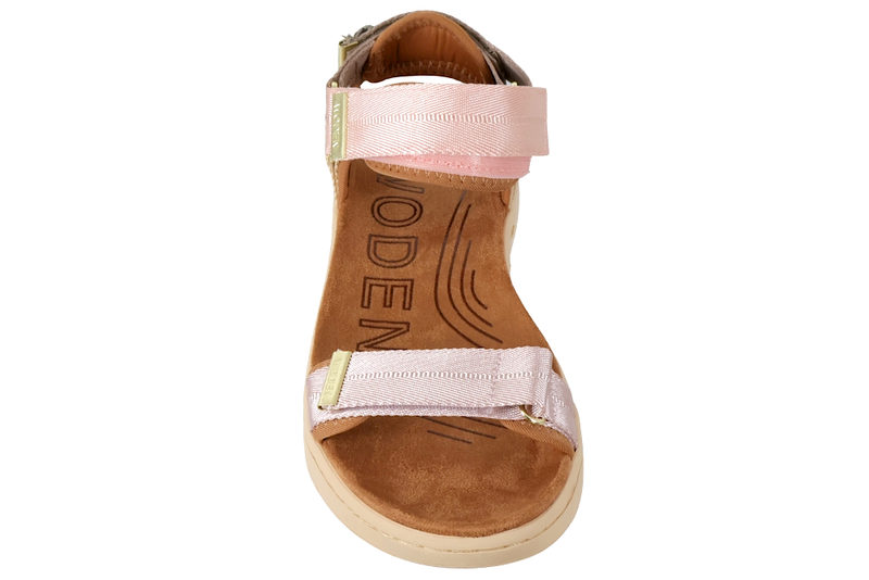 WODEN LINE BLUSH MULTI SANDAL I LYSERØDT TEKSTIL