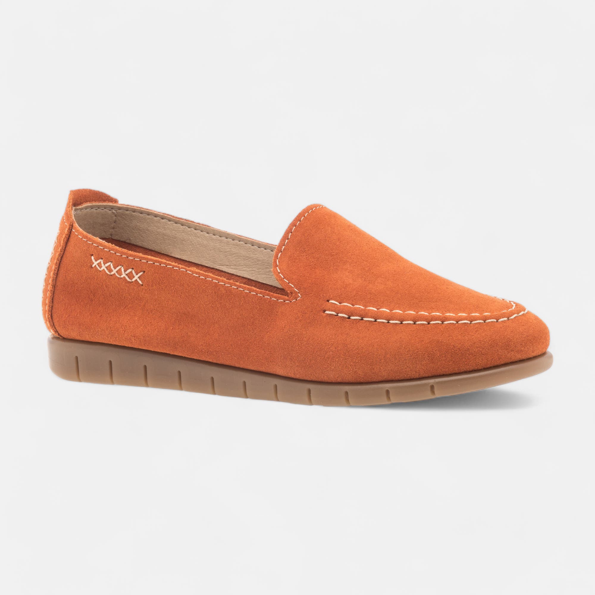 Mocassins Femme en cuir orange