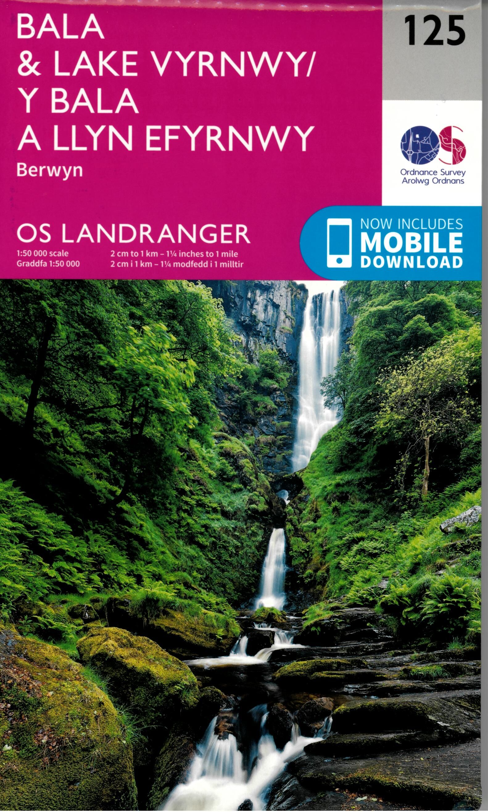 ORDNANCE SURVEY - 125 GB BALA LAKE VYRNWY 1 50 000