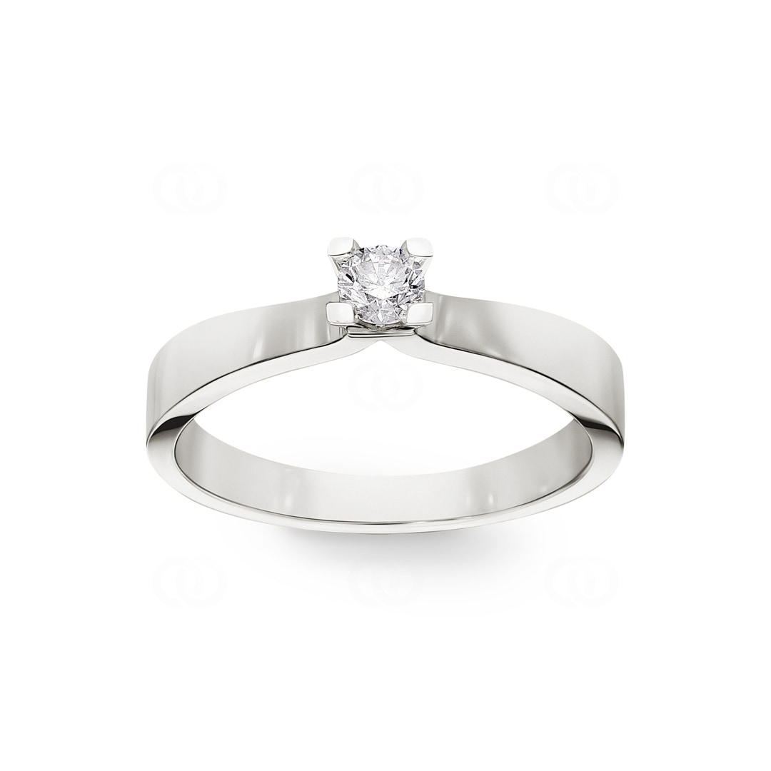 Verlobungsring 750/18 K Weissgold mit Diamant 0.19 ct H/si