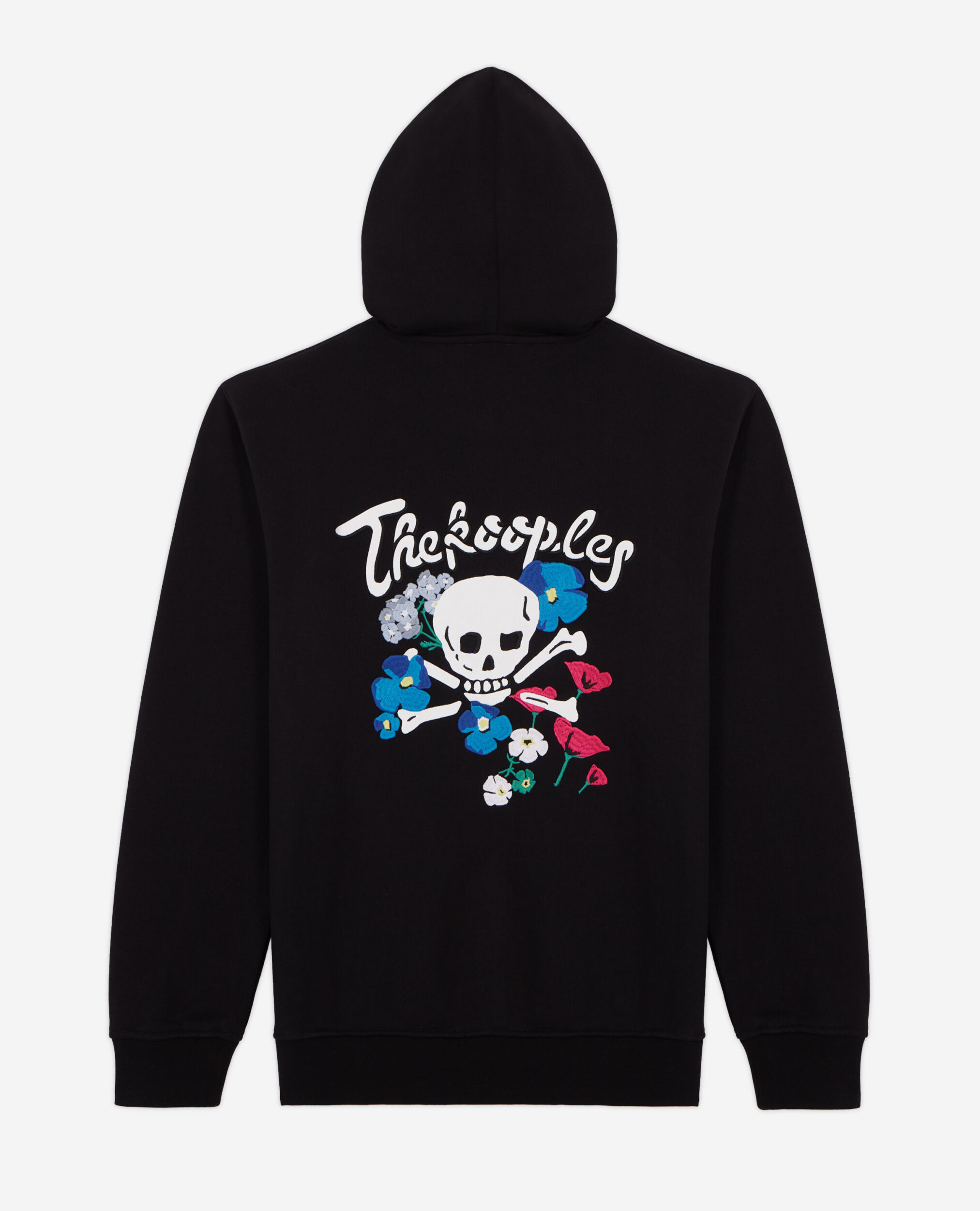 Sweatshirt à capuche noir zippé avec broderies