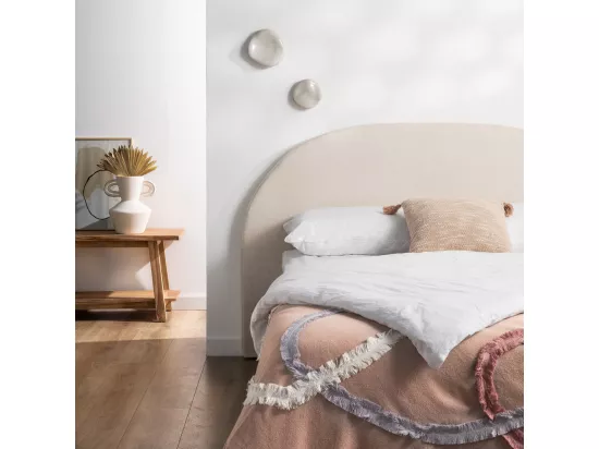 Noussa - Tête de lit en coton et lin demi-lune L170cm - Naturel