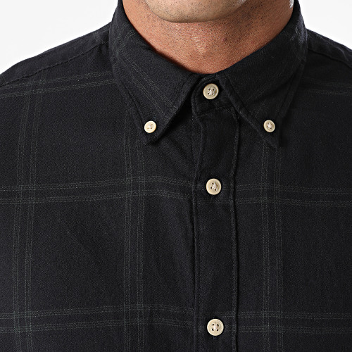Chemise Manches Longues A Carreaux Slim Flannel Bleu Marine