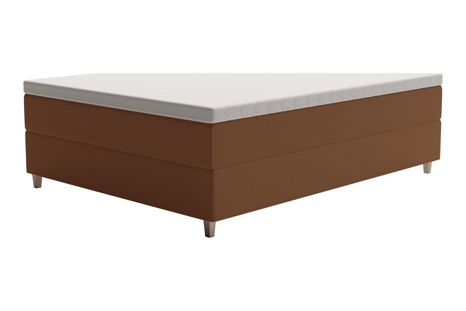 XOV Venus Kontinentalseng 140x200 cm i tekstil storm 54 tan, fast/fast med Premium 15 overmadrass og sort firkantede ben, gavl selges separate
