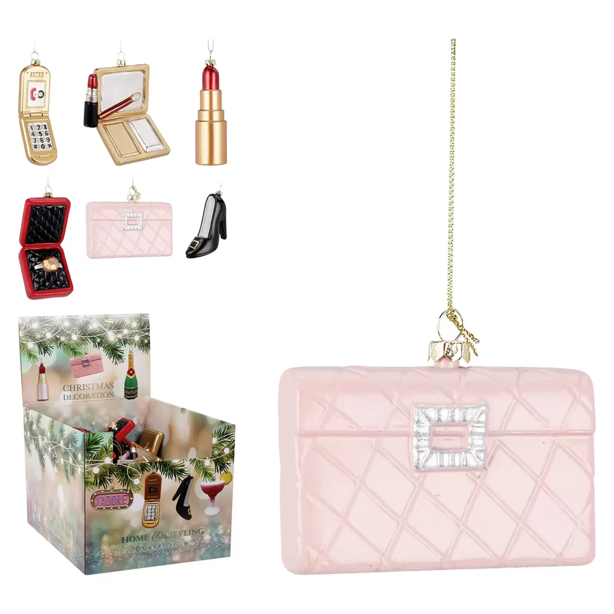 Hängedeko Lady XMAS gold,rosa,schwarz
