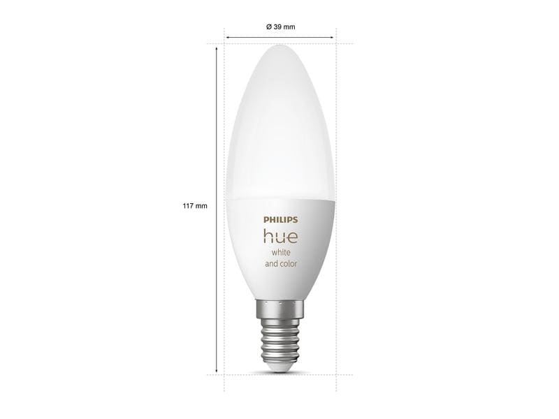 Philips Hue Leuchtmittel White & Col. Amb. E14 Kerze Doppel Per Bluetooth steuerbares Hue E14-Leuchtmittel