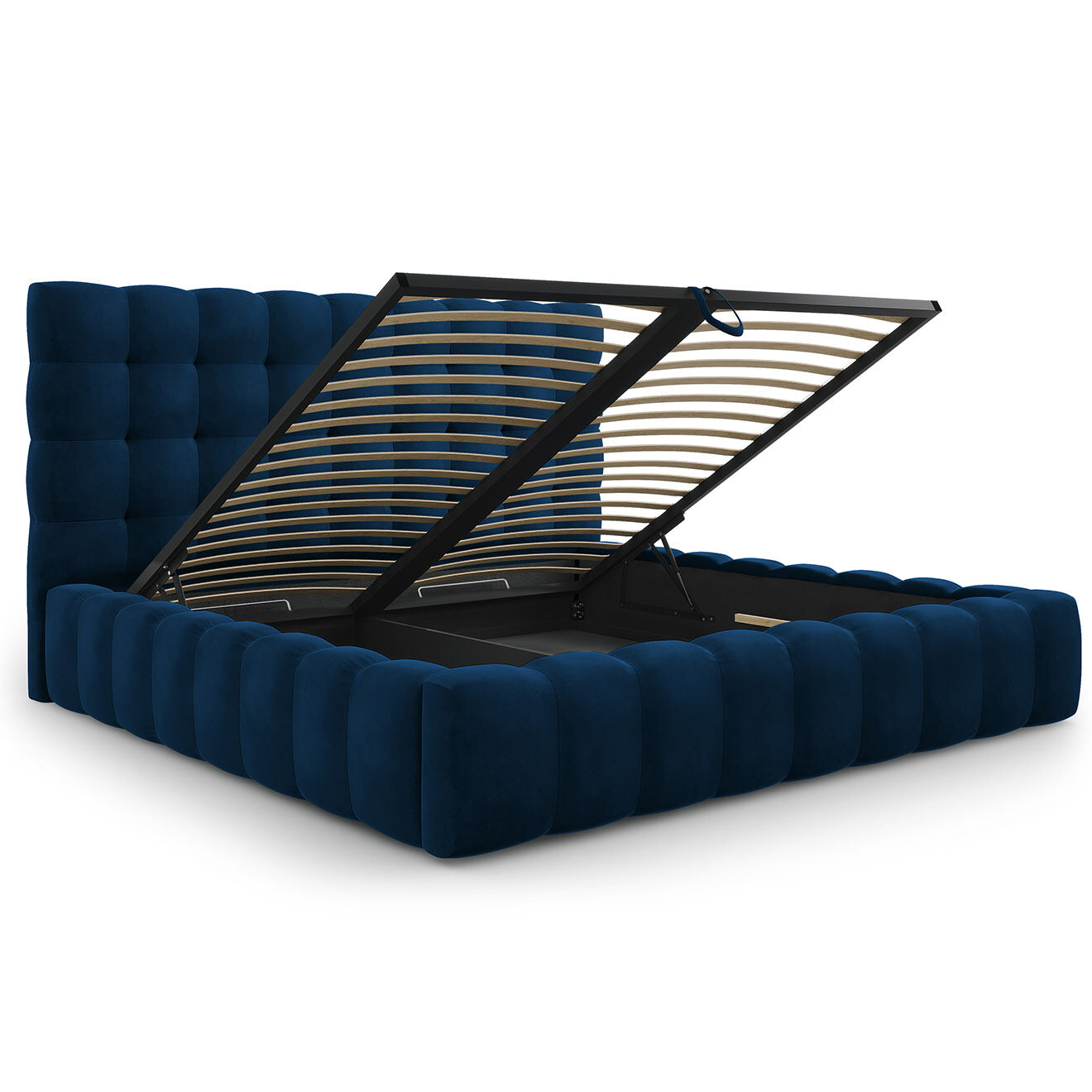 Cosmopolitan Design Lit avec coffre de rangement Bali Velours bleu roi - 200x200 cm