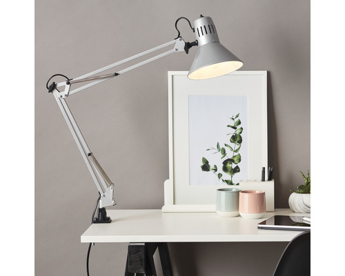 Bureaulamp, 1-lichts, H 70 cm, hobbystijl, zilver