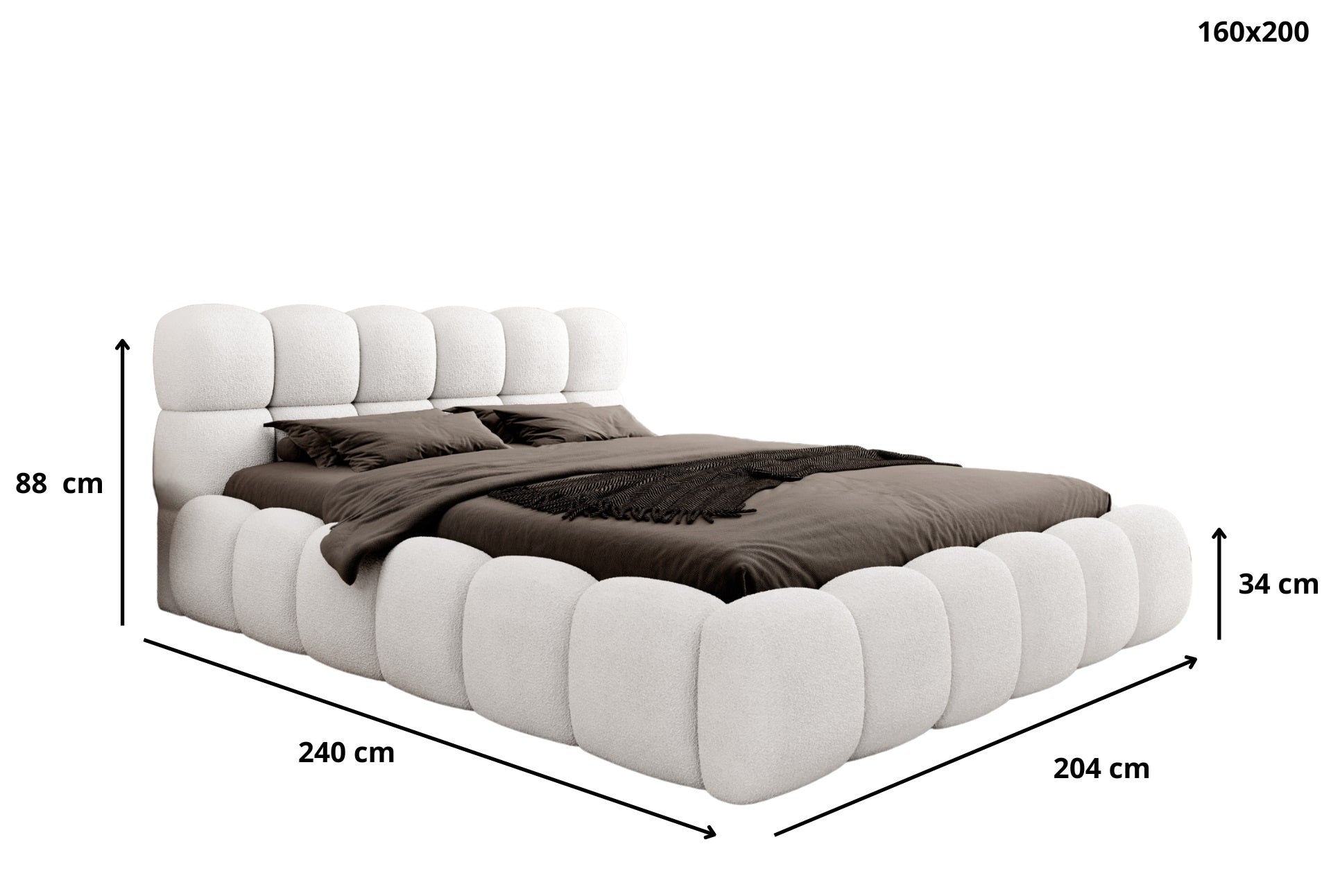 Trae Mobler Boston 160 x 200 cm Gestoffeerd Bed Beige