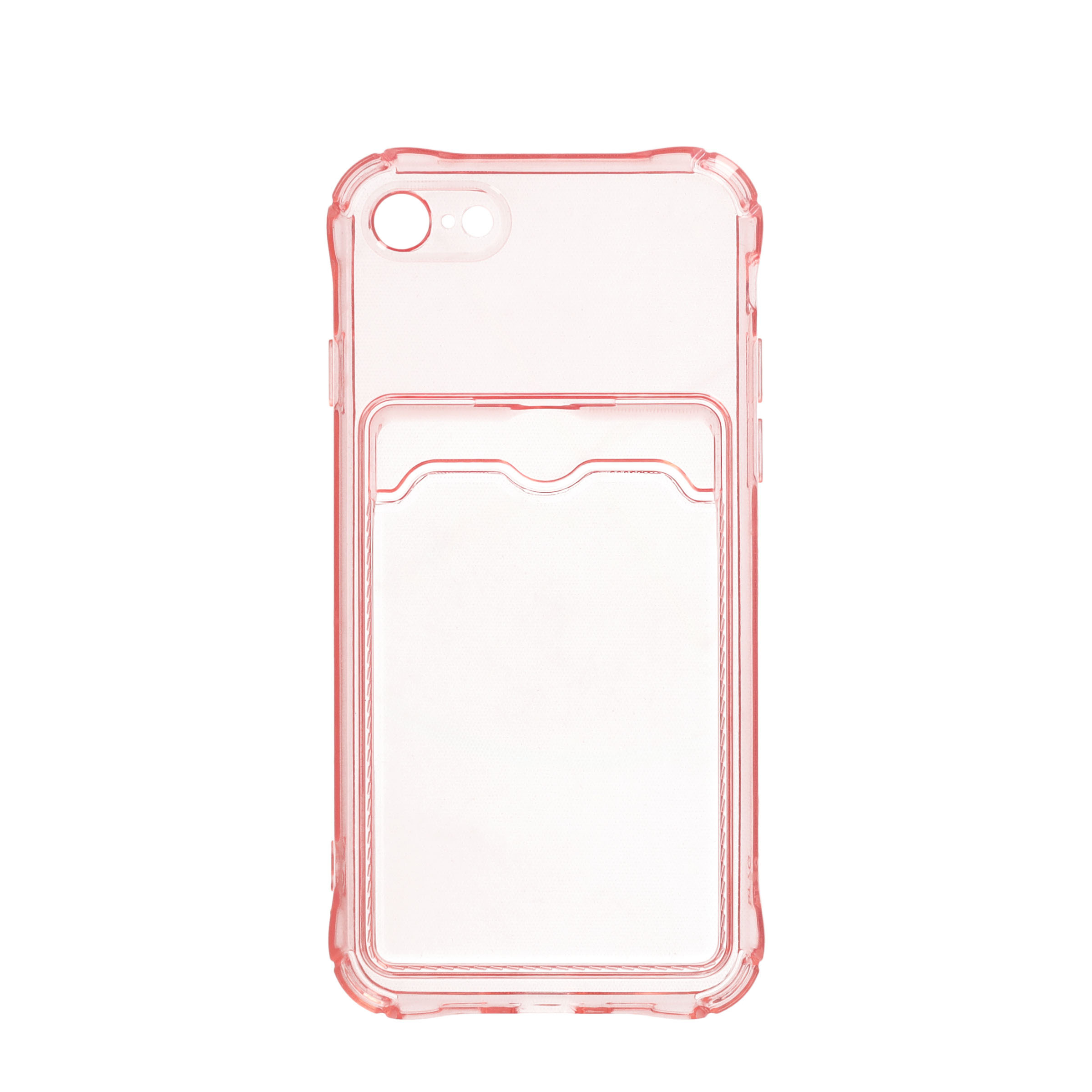 iPhone SE (2022/2020) / 8 / 7 Gummi Case Hülle mit Kartenfach   Air Cushion Fallschutz - Pink / Transparent